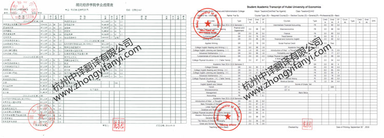 湖北經(jīng)濟學院成績單出國留學公證認證翻譯件模板.jpg